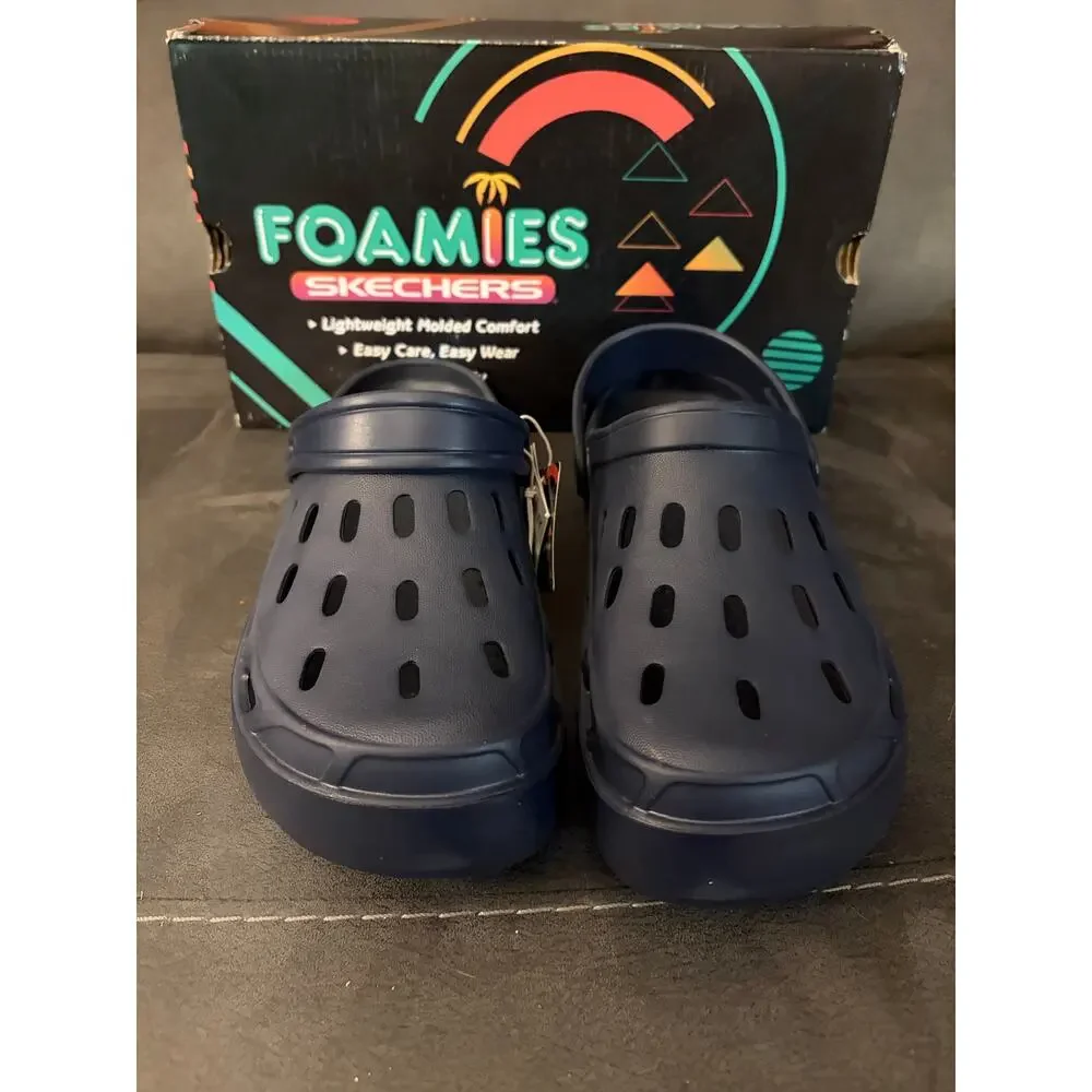 Mens Blue Rubber SKECHERS FOAMIES Slip On Washable Clogs Size 9- NIB